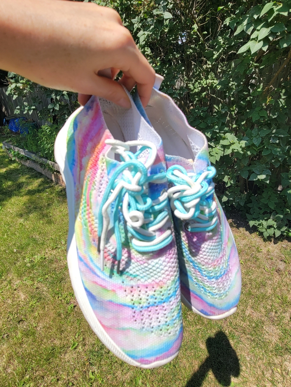 Multicolor Knit Lace-Up Women's Athletic Sneakers - White Sole